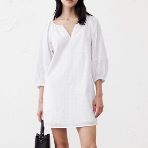 Banana Republic White Puff-Sleeve Mini Dress